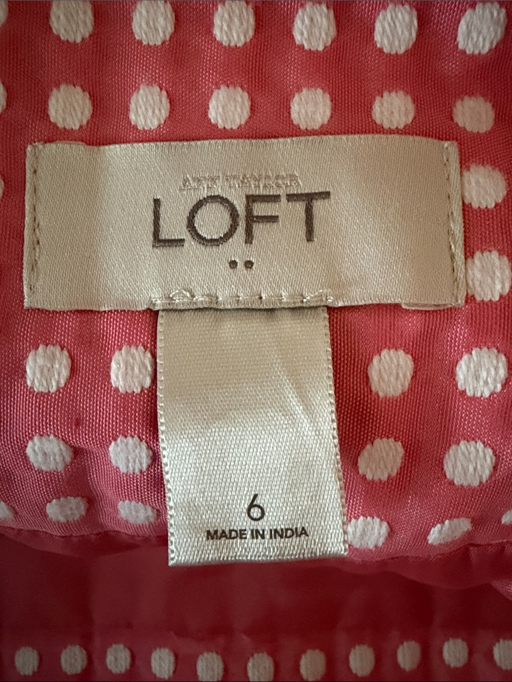 LOFT Pink Polka Dot Bow Waist Pencil Skirt Cotton Blend Size 6 - Picture 3 of 8